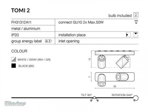 Спот Azzardo AZ0678 Tomi 2 (black) (FH31312A11-BK) (76177)