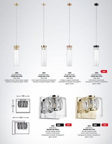 Настінний світильник Zuma Line W0389-01A-F7AC GEM