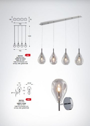 Настінний світильник Zuma Line MB1921-1-CLEAR BOSTONI