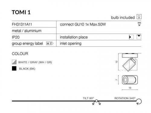 Спот Azzardo AZ0681 Tomi 1 (black) (FH31311A11-BK) (76175)
