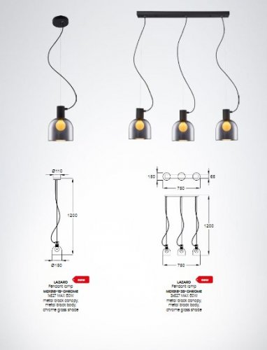 Підвісний світильник Zuma Line MD1918-3S-CHROME LAZARO