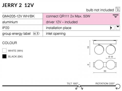 Спот  Azzardo  AZ1369  Jerry  2  12V  (white)  (GM4205-12V-WH)