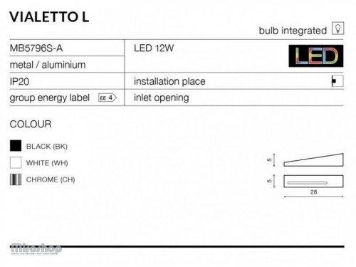 Бра Azzardo AZ0573 Vialetto L (black) (MB5798-L-BK) (76186)