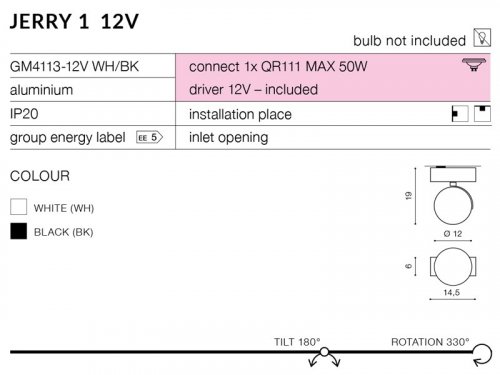 Спот Azzardo AZ1367 Jerry 1 230V (black) (GM4113-BK)