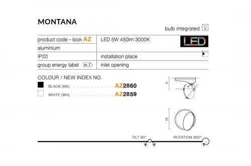 Настінний світильник Azzardo AZ2859 Montana (white) 