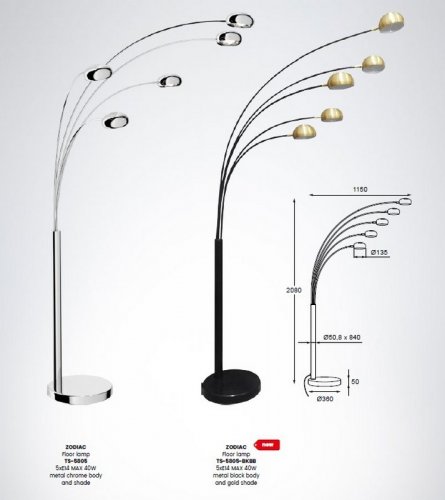 Торшер Zuma Line TS-5805-BKBB ZODIAC