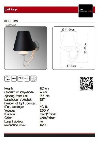 Бра Imperium Light 99120.01.05 Night Lviv