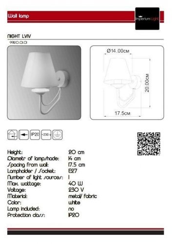 Бра Imperium Light 99120.01.01 Night Lviv