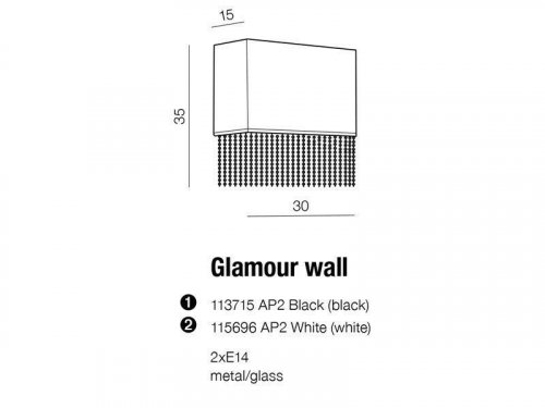 Бра Azzardo AZ1590 Glamour wall (white) (113715AP2-WH) (15282)