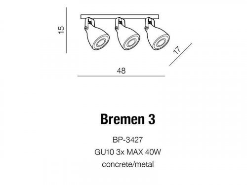 Спот  Azzardo  AZ2371  Bremen  3  (grey)  (BP-3427-GR)  (15551)