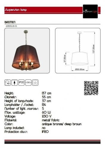 Люстра Imperium Light 63555.21.45 Bremen