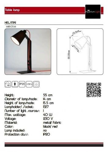 Настільна лампа Imperium Light 66121.05.16 Helsinki