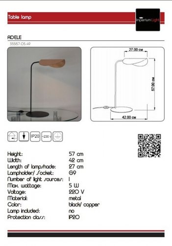 Настільна лампа Imperium Light 355157.05.49 Adele 