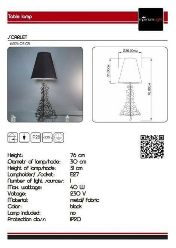Настільна лампа Imperium Light 162176.05.05 Scarlett 