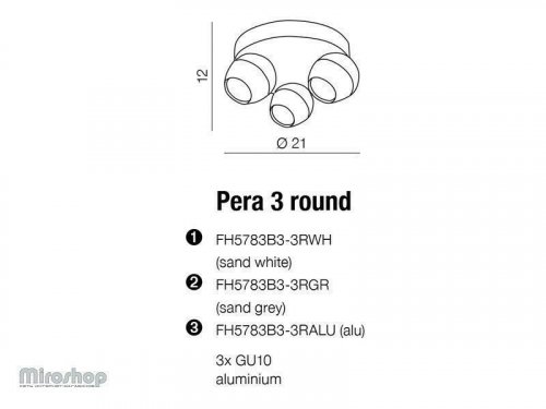 Спот Azzardo AZ1254 Pera 3 round (sand white) (FH5783B3-3R-WH) (15470)