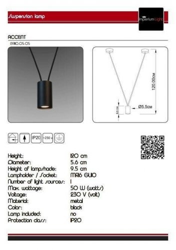 Подвесной светильник Imperium Light 139110.05.05 Accent