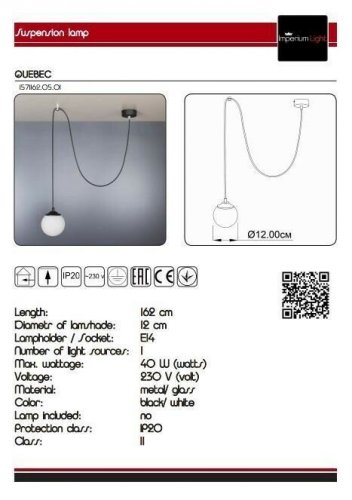 Подвесной  светильник  Imperium  Light  1571162.05.01  Quebec