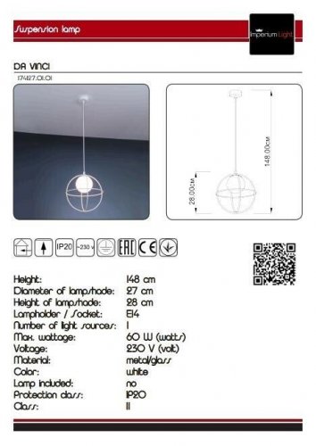Підвісний світильник Imperium Light 174127.01.01 Da Vinci