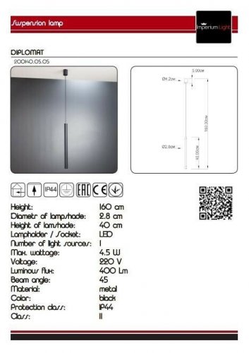 Підвісний світильник Imperium Light 200140.05.05 Diplomat 