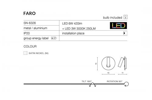 Спот Azzardo AZ2552 Faro (satin nickel) (SN-6409-SN)