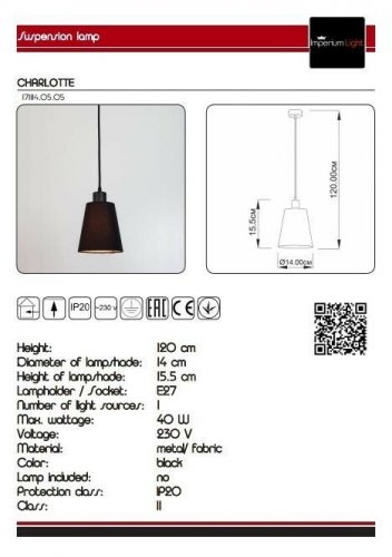 Підвісний світильник Imperium Light 171114.05.05 Charlotte