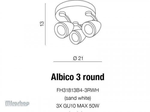 Спот Azzardo AZ1243 Albico 3 round (FH31813B4-3R-WH) (15703)