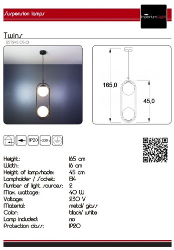 Подвесной светильник Imperium Light 257245.05.01 Twins