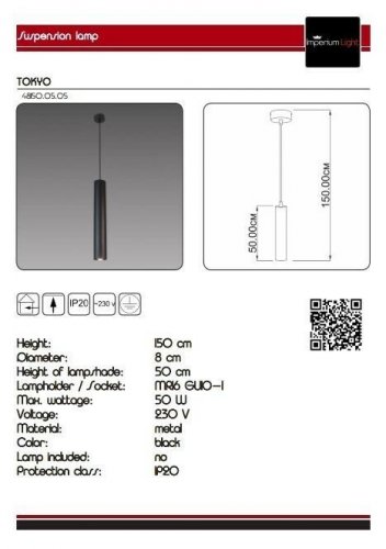 Підвісний світильник Imperium Light 48150.05.05 Tokyo