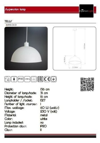 Подвесной  светильник  Imperium  Light  169131.01.01  Telus