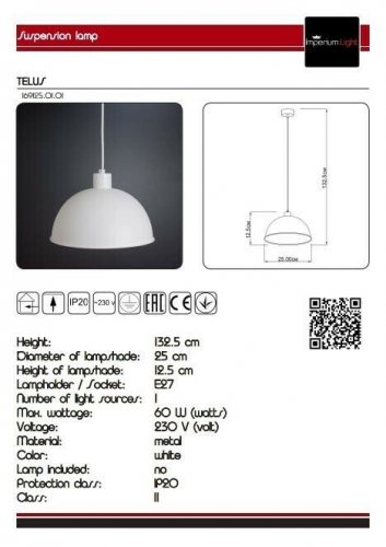 Підвісний світильник Imperium Light 169125.01.01 Telus 