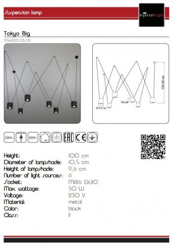 Підвісний світильник Imperium Light 3746100.05.05 Tokyo Big 