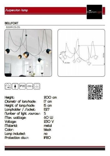 Підвісний світильник Imperium Light 155599.05.05 Bellfort
