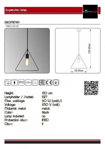 Підвісний світильник Imperium Light 93104.05.05 Geometry