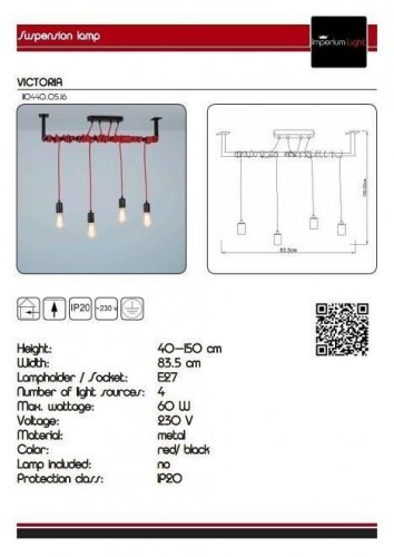Підвісний світильник Imperium Light 110440.05.16 Victoria