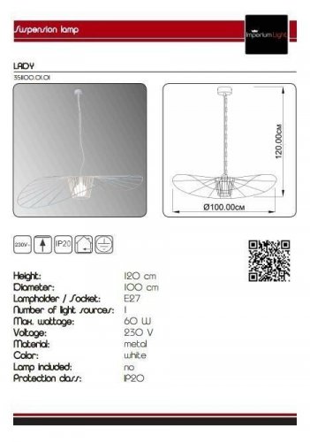 Підвісний світильник Imperium Light 351100.01.01 Lady