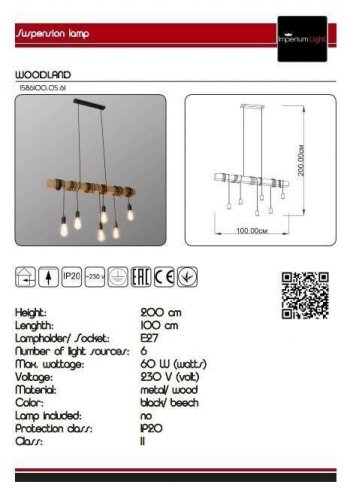 Підвісний світильник Imperium Light 1586100.05.61 Woodland