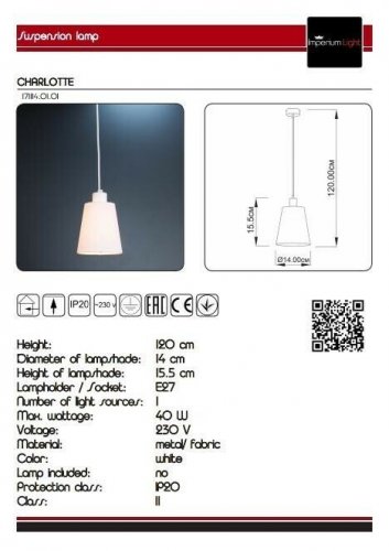 Підвісний світильник Imperium Light 171114.01.01 Charlotte