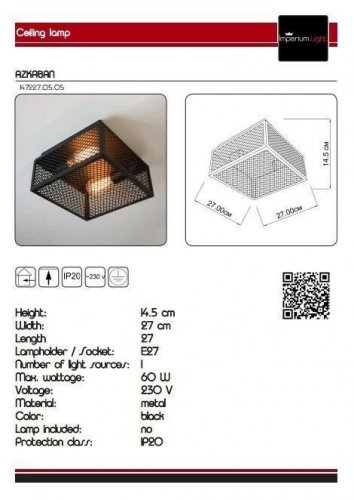 Потолочный светильник Imperium Light 147227.05.05 Azkaban