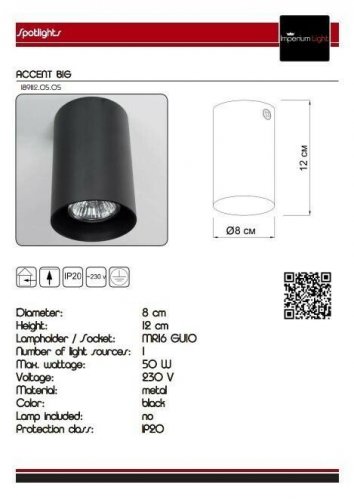 Точечный светильник Imperium Light 189112.05.05 Accent Big