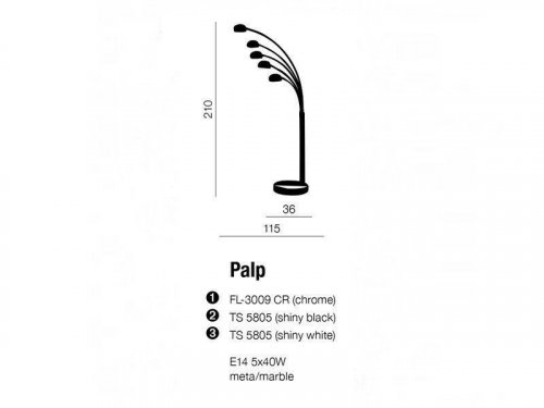 Торшер Azzardo AZ0020 Palp (shiny white) (TS5805-SWH) (15582)