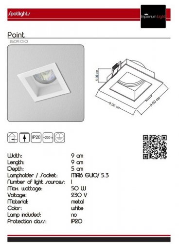 Точковий світильник Imperium Light 26019.01.01 Point