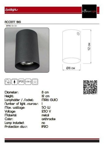 Точечный светильник Imperium Light 189112.54.54 Accent Big
