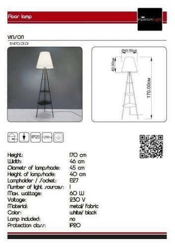Торшер Imperium Light 1541170.05.01 Vinson 