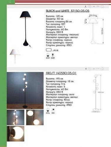 Торшер Imperium Light 37150.01.01 Black White