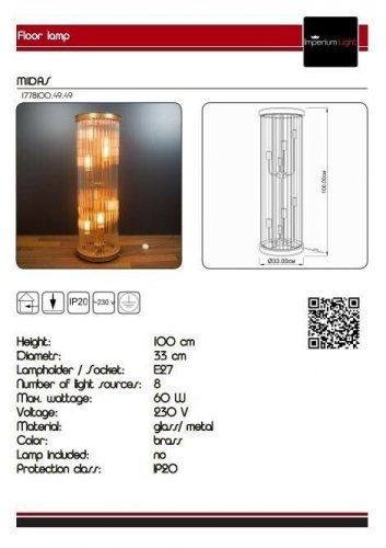 Торшер Imperium Light 1778100.49.49 Midas