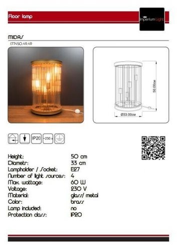 Торшер Imperium Light 177450.49.49 Midas 