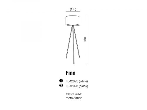 Торшер Azzardo AZ2967 Finn (grey) (FL-12025-GR) 