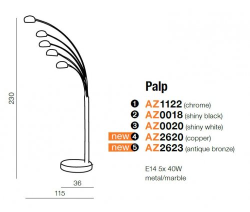 Торшер Azzardo AZ2620 Palp (copper) (FL-3009-CO)