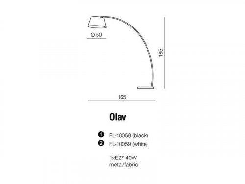 Торшер Azzardo AZ1034 Olav (black) (FL-10059-BK) (15919)