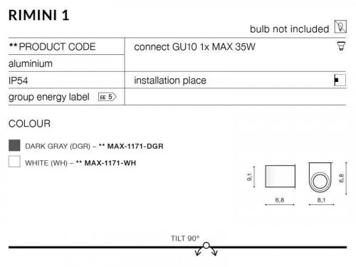 Настінний світильник Azzardo AZ2175 Rimini 1 (white) (MAX-1171-WH)